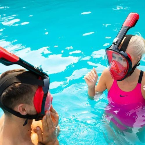 Viso veido kaukė nardymui AQUASTIC SMA-01SC raudona