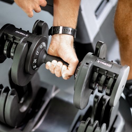 Reguliuojamas hantelis XTREXO TXO-B4W005 32 kg juodas