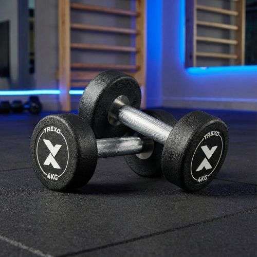 Gumuotas ketaus hantelis XTREXO Pro 4 kg black