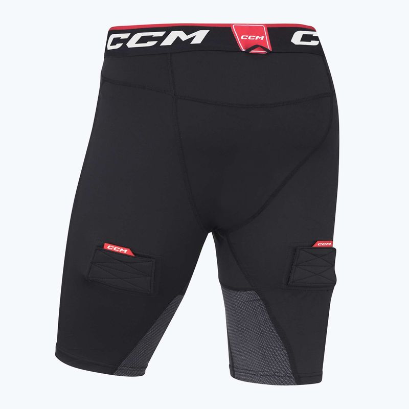 Vyriški ledo ritulio šortai su suspensoriu CCM Ribano Compresion SR black 2