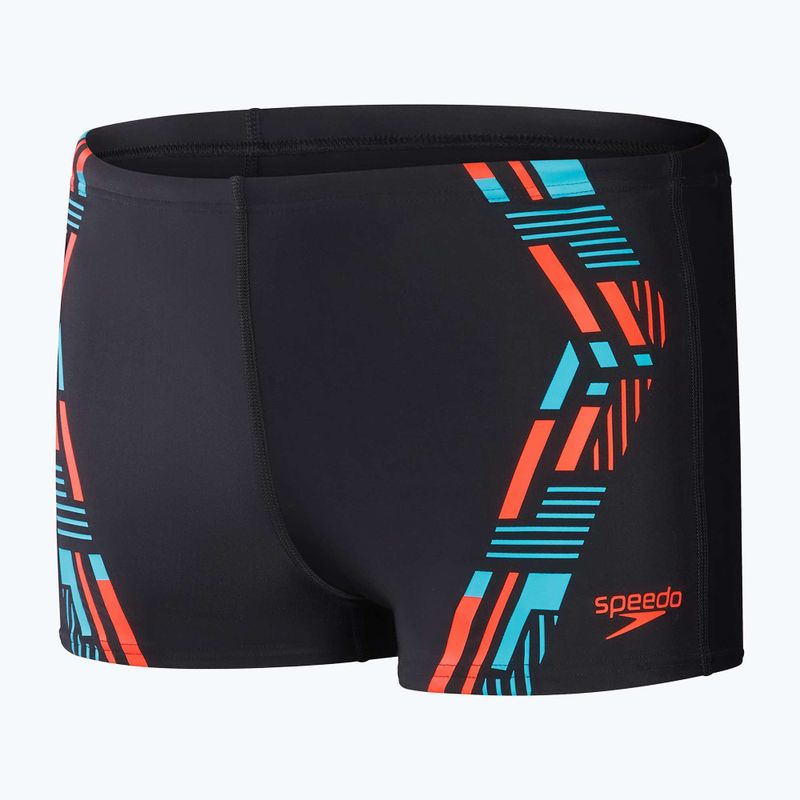 Vyriški Speedo Tech Print maudymosi šortai juodi/orange 10