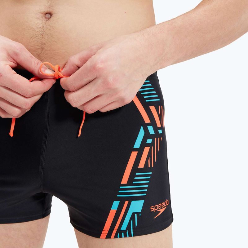 Vyriški Speedo Tech Print maudymosi šortai juodi/orange 8
