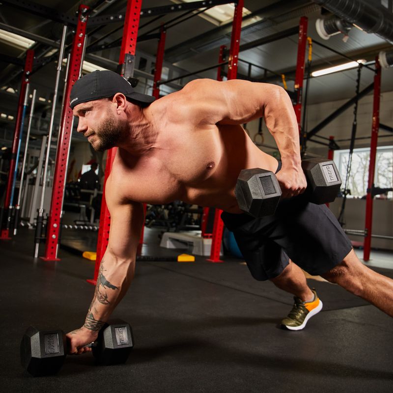 XTREXO Hex HXD150 gumuotas 15 kg hantelis 10