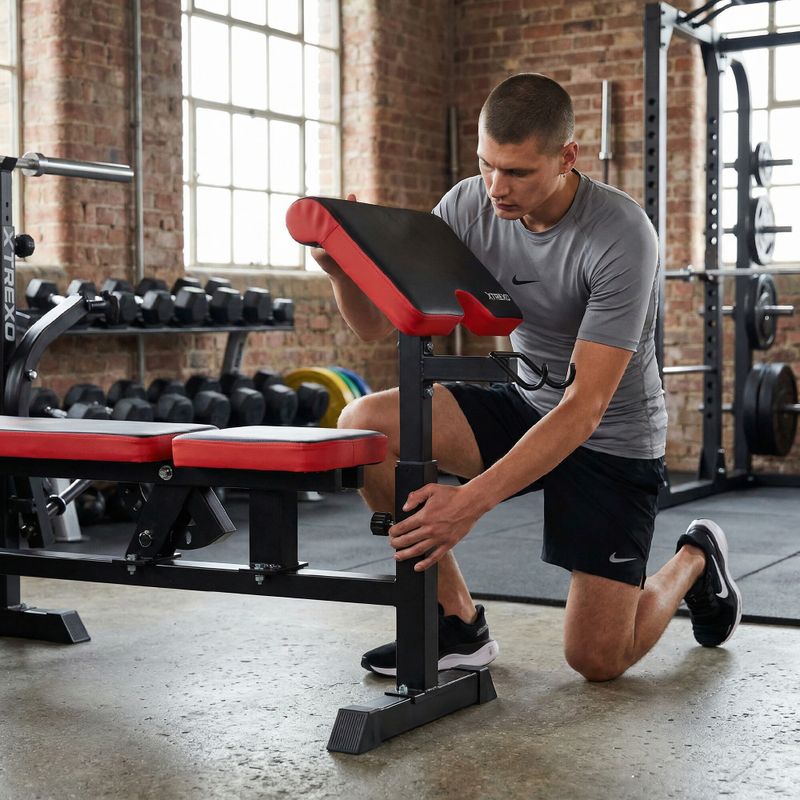 Treniruočių suoliukas XTREXO BenchFit Max su stovu juodas 5