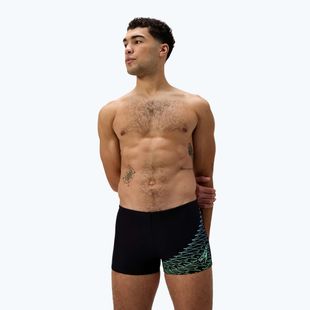 Vyriškos plaukimo trumpikės Speedo Medley Logo Aquashort juoda/žalia alfalfa