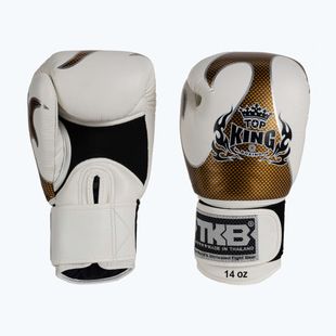 Top King Muay Thai Empower baltos bokso pirštinės TKBGEM-01A-WH